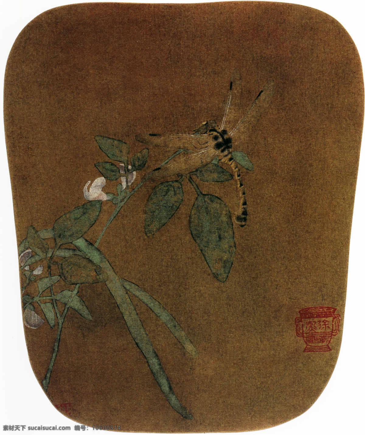 豆花蜻蜓图 镜片 中国 古画 中国古画 设计素材 镜片名画 古典藏画 书画美术 白色