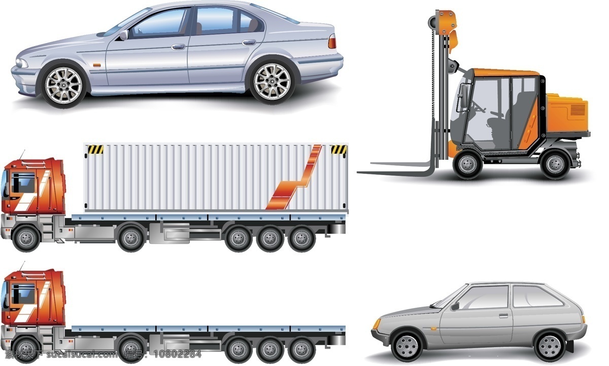 叉车 向量 自由 汽车 集装箱卡车 卡车 大型汽车
