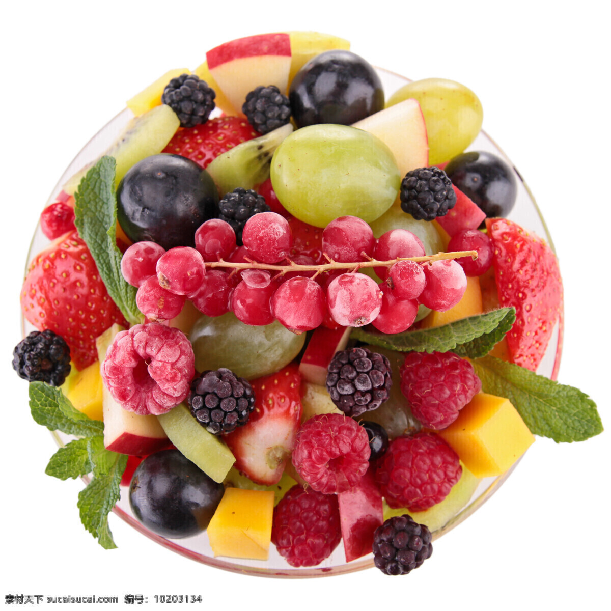 各种水果特写 水果 葡萄 红梅 草莓 水果蔬菜 餐饮美食 白色