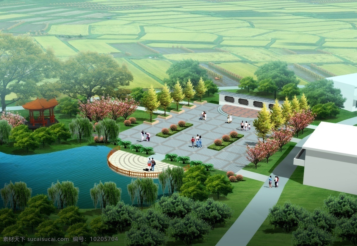 广场鸟瞰 景观 绿化 新农村 规划 新农村建设 环境设计 园林设计