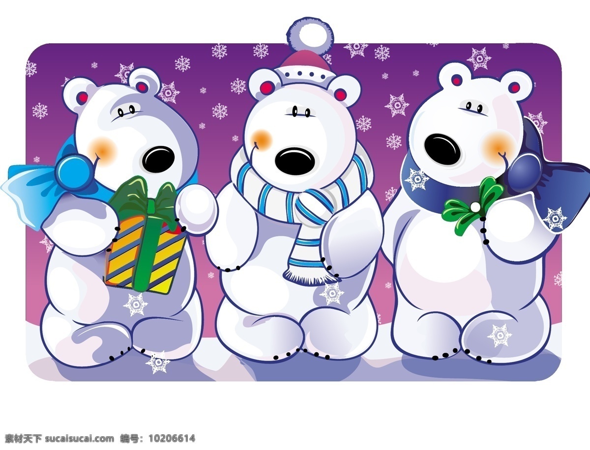 圣诞 主题 可爱 卡通 熊 北极熊 蝴蝶结 礼物 帽子 模板 设计稿 圣诞节 圣诞主题 丝带 围巾 雪花 图案 节日大全 源文件 节日素材