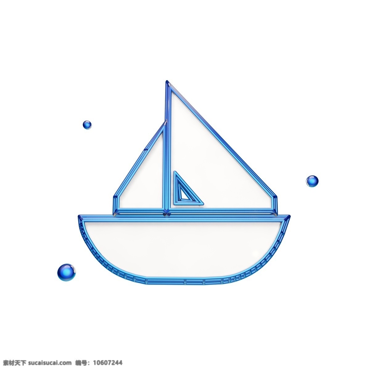 蓝色立体帆船 蓝色 立体 帆船