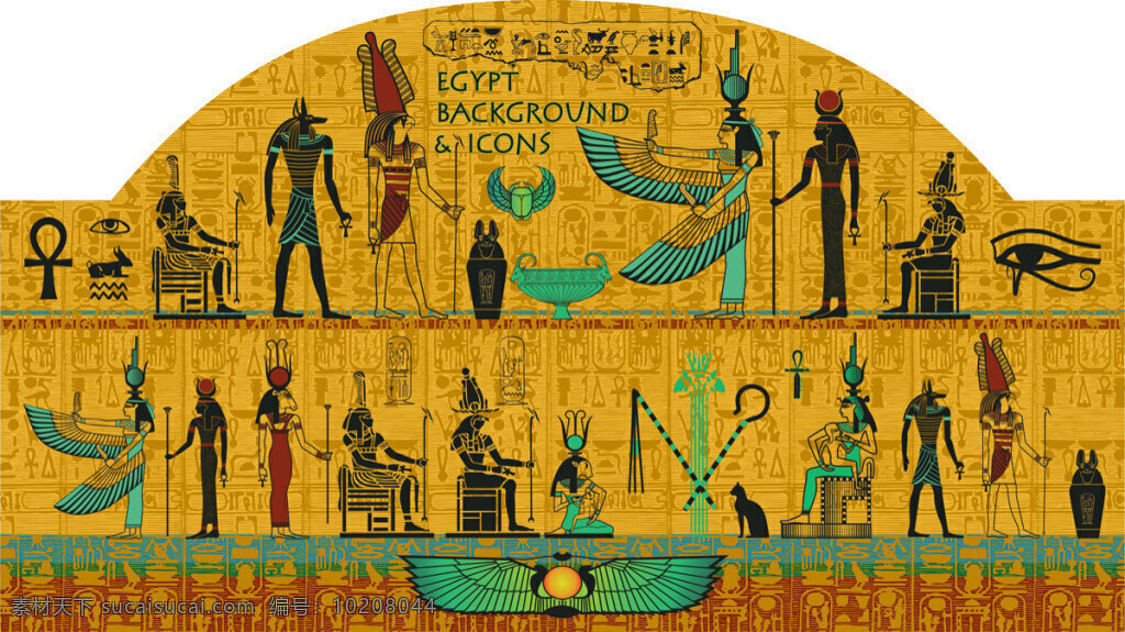 埃及插图设计 埃及 文明 古国 古埃及 图腾 插图 插画 卡通