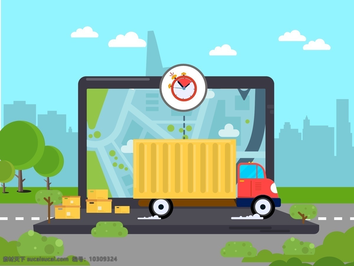 运输卡车背景 运输 卡车 货运 物流 图标 定位 矢量 交通运输 公路 城市生活 节能环保 现代科技 交通工具