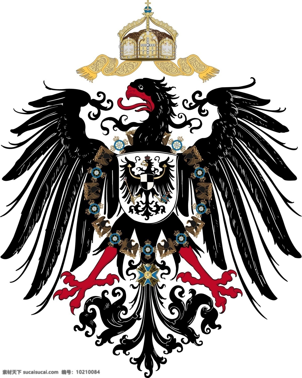 普鲁士 普鲁士国徽 徽章 德意志 德国 霍亨索伦王朝 军国主义 鹰徽 分层