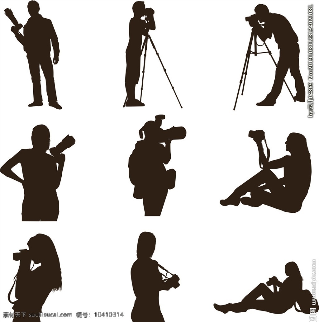 摄影人物剪影 人物 剪影 相机 摄影素材 手绘 摄影记者 拍摄 矢量人物 人物图库 职业人物