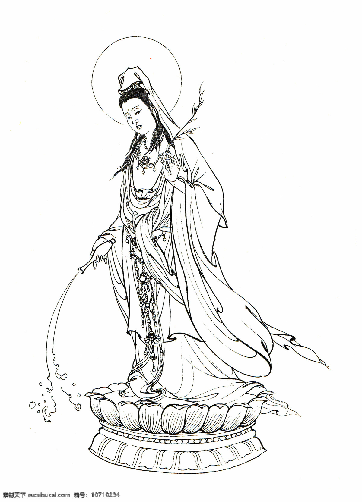 西游记 观音 菩萨 线搞 白描人物 中国古代 神话人物 观音菩萨 白描 李 云中 文化艺术 绘画书法