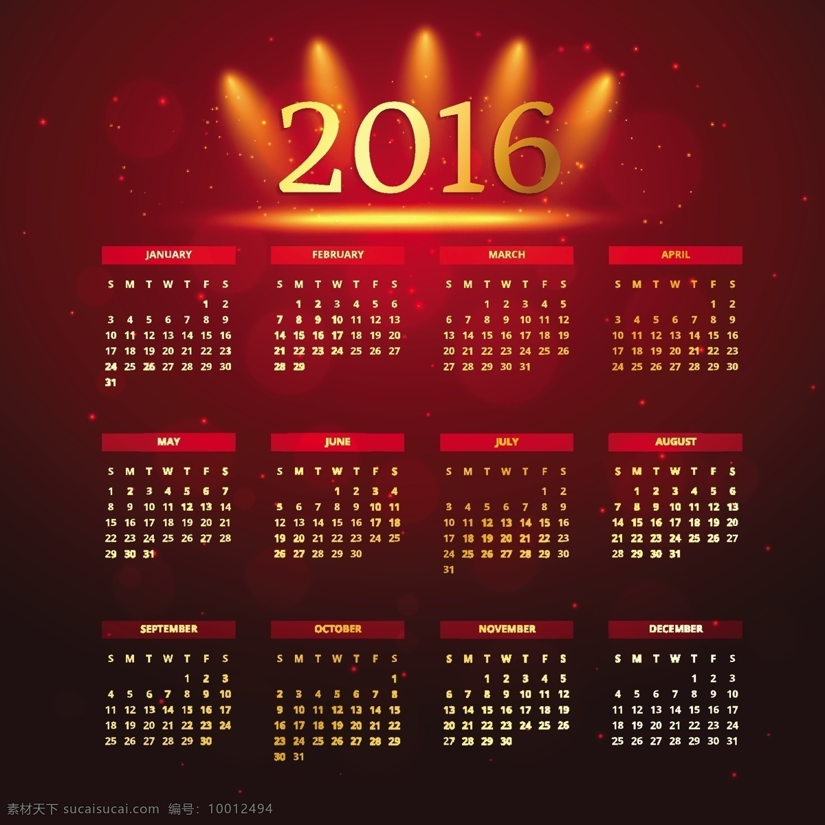 鲜红的日历 日历模板 新的一年 时间 数量 2016 背景虚化 火花 计划年 日期 进度 日记 辉光 规划 月 明亮 天 规划师 红色