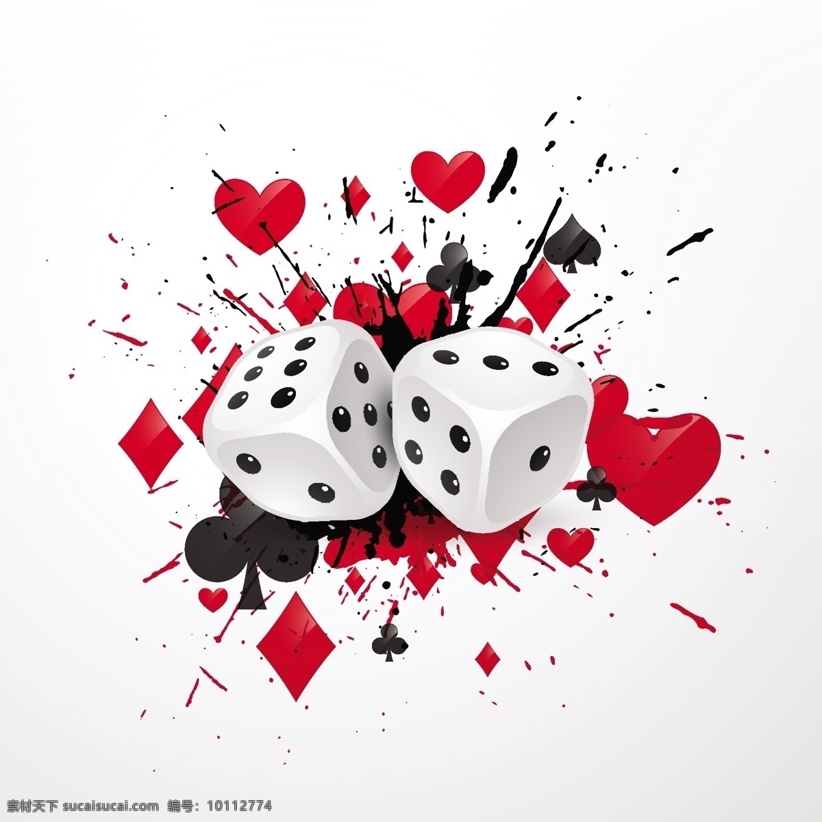 背景 赌场 骰子 心 卡 红 色斑 钻石 垃圾 黑 游戏 形状 油墨 成功 赢家 立方体 白色 飞溅 玩扑克