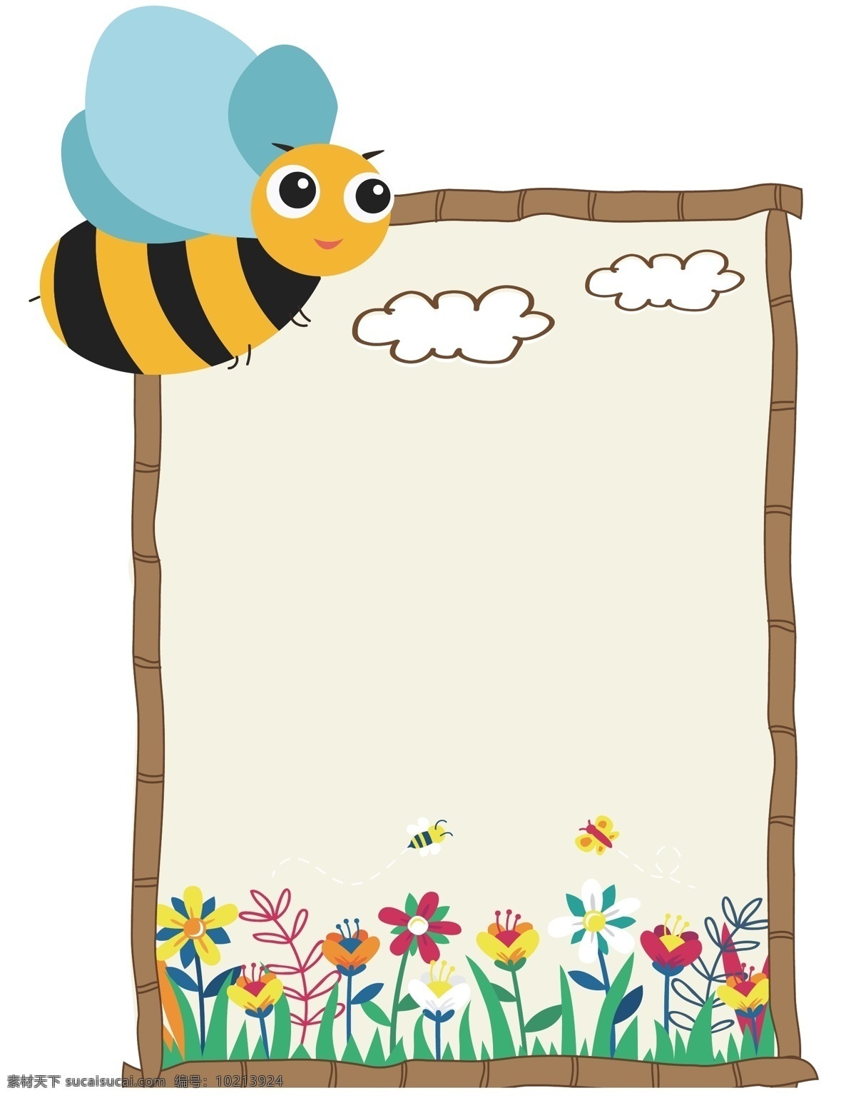 蜜蜂 采 蜜 对话框 可爱的蜜蜂 卡通插画 对话框插画 边框 框架 框子 背景框 蜜蜂采蜜