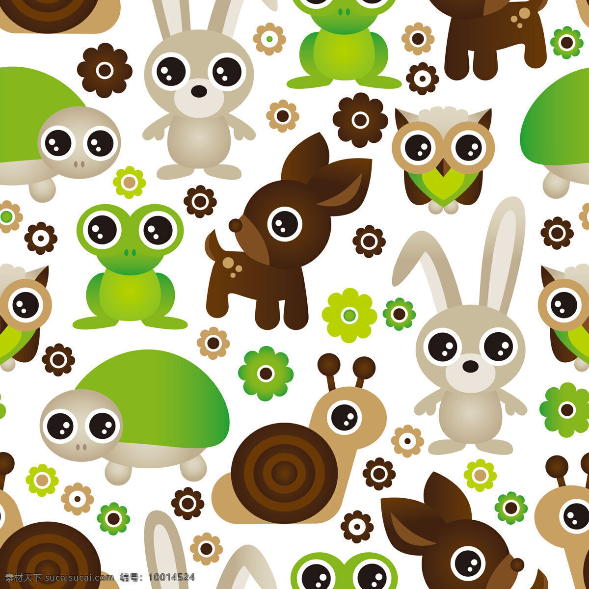 清新 水汪汪 动物 壁纸 图案 装饰设计 大眼睛元素 壁纸图案 灰色兔子 绿色乌龟 青蛙