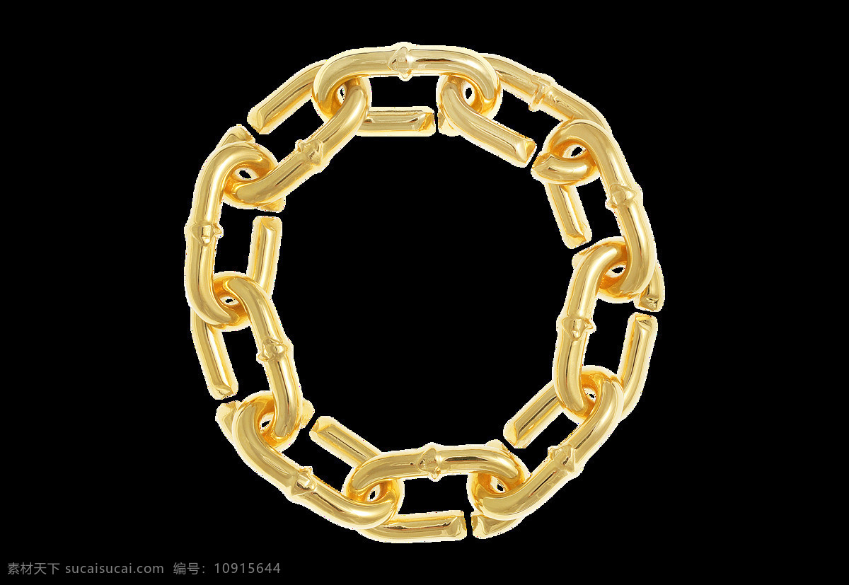 金色 连环 锁链 首尾相接 圆环 元素 免 抠 透明
