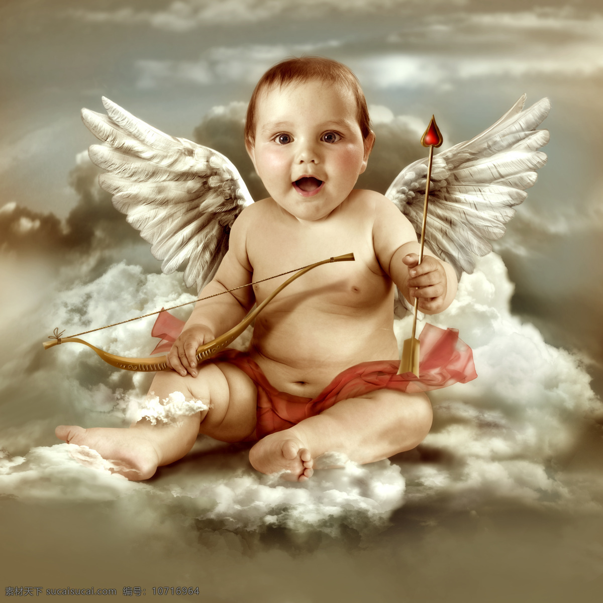 可爱 小 天使 丘比特 爱神 翅膀 小男孩 宝宝 丘比特之箭 弓箭 情人节 节日素材 儿童图片 人物图片