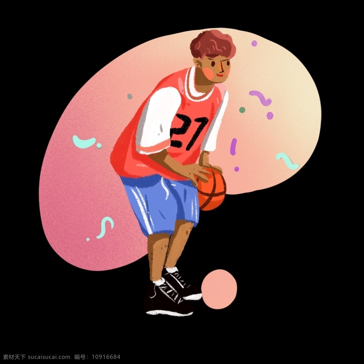 篮球 少年 运动 手绘 插画 免 抠 打篮球的男孩 运动的男孩 小麦色皮肤 运动鞋 阳光男孩 手绘插画 卡通 banner