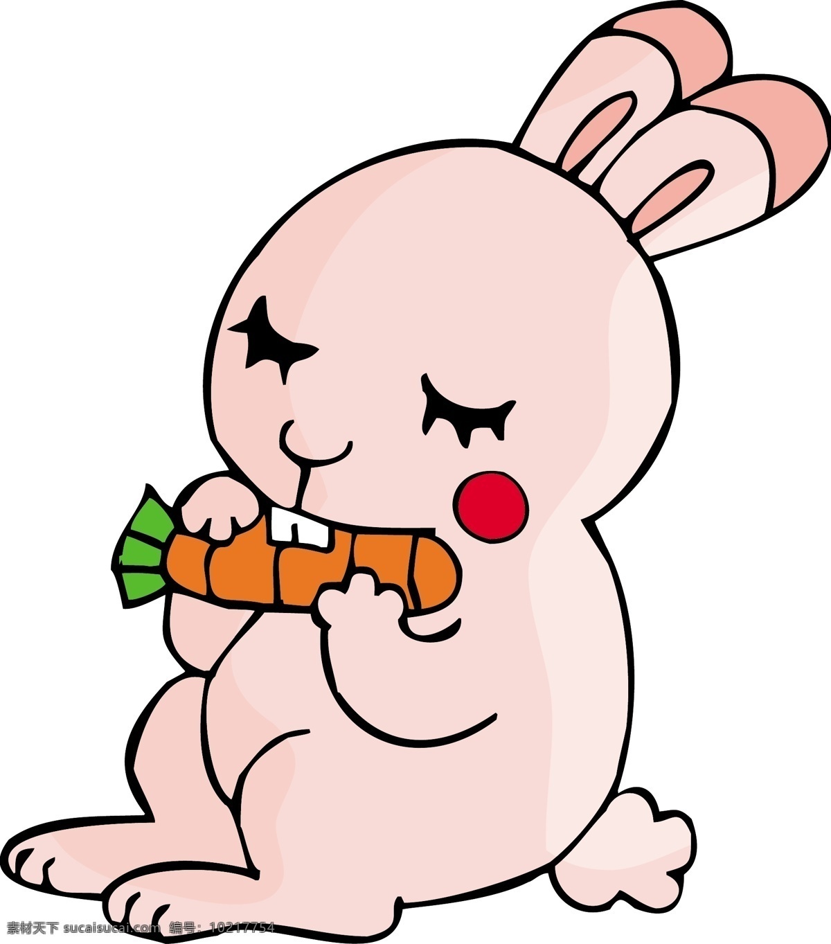 卡通 矢量 兔子 吃 萝卜 卡通矢量 粉红兔子 动漫动画