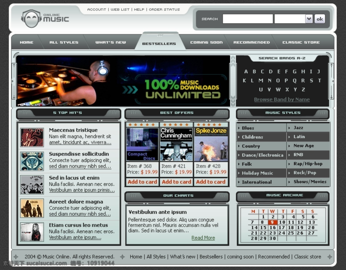 在线音乐 网页模板 音乐 在线 网页素材 网页代码