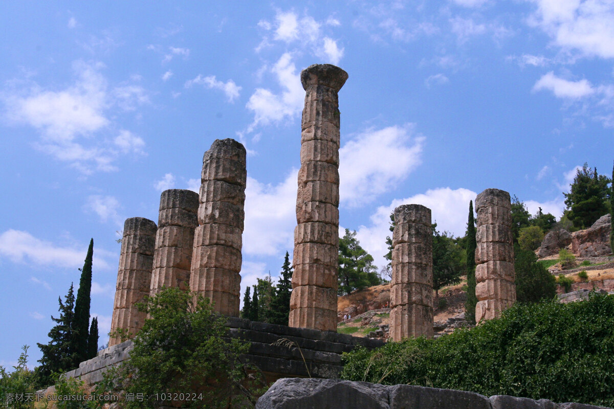 德尔菲 神庙 遗址 希腊 外国 旅游 风光 蓝天 建筑 古建筑 白云 实景 希腊之行 国外旅游 旅游摄影