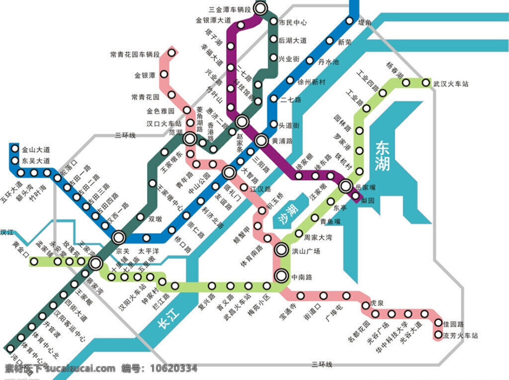 武汉市 地铁 路线图 矢量 武汉地铁线路 武汉 二号线 地铁三号线 地铁线路规划 规划图 示意图 白色