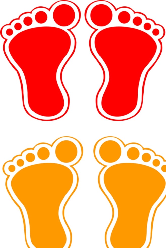 小孩 脚印 反光 贴 红色 黄色 反光贴 五指 室内广告设计