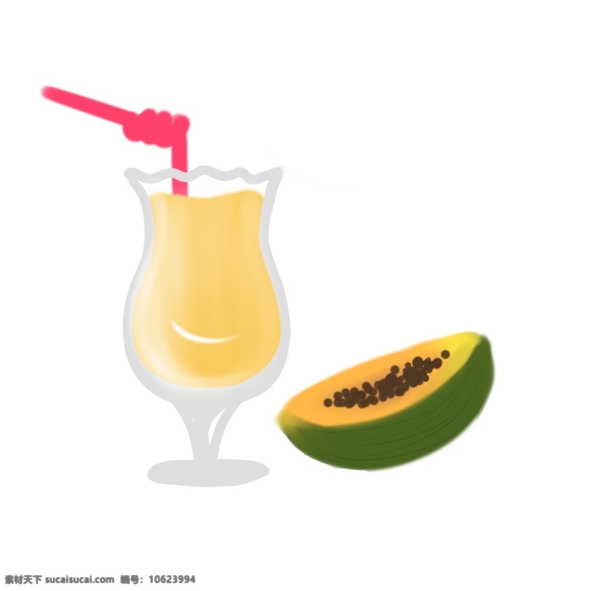 手绘 果汁 木瓜 手绘果汁 木瓜果汁 水果果汁 新鲜健康营养 果汁系列
