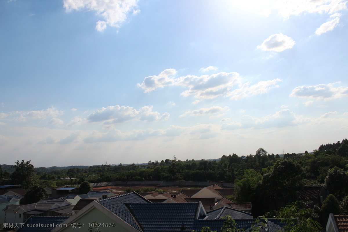 蓝天白云 蓝天 白云 村庄 晴 房子 建筑太阳 天空 自然景观 自然风景