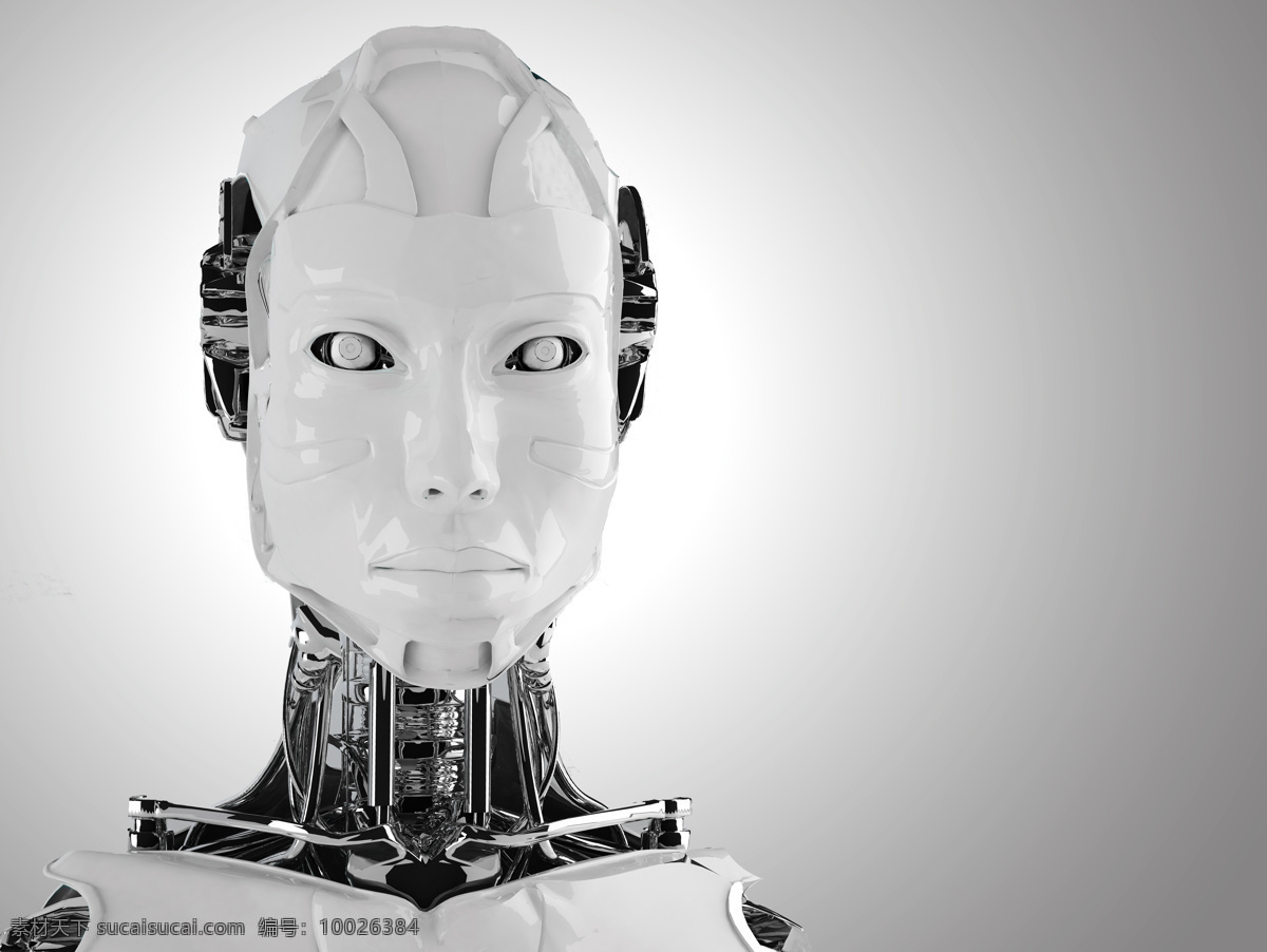 机器人 头部 特写 白色机器人 蓝色眼睛 未来科技 其他人物 人物图片