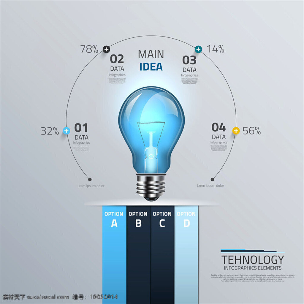 蓝色 电灯泡 图表 灰色 生活百科 矢量标签 矢量素材 矢量图表 信息图表 比例图 办公学习