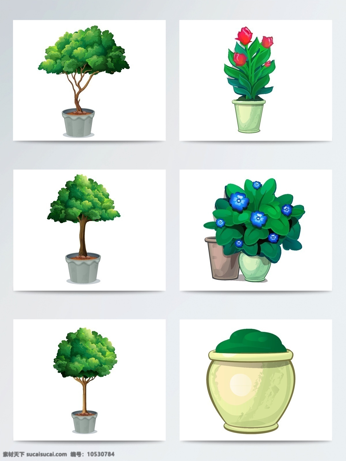 卡通 盆栽 植物 矢量素材 绿植 树木 盆栽植物 手绘植物 ai格式 园艺植物 矢量植物 树