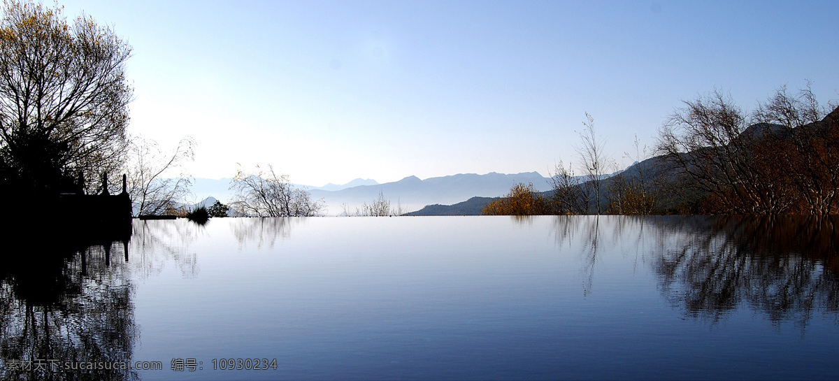 明镜 如水 风景画 河流 山水风景 树木 自然风景 自然景观 明镜如水 家居装饰素材 山水风景画