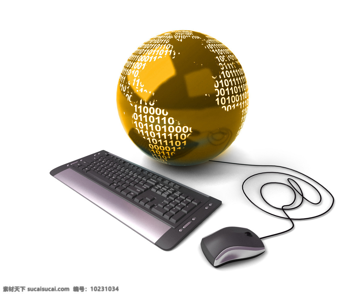 黄色 球体 键盘 鼠标 地球仪与键盘 地球仪 地球模型 黄色球体 金色球体 黑色键盘 线 创意 高清图片 通讯网络 现代科技