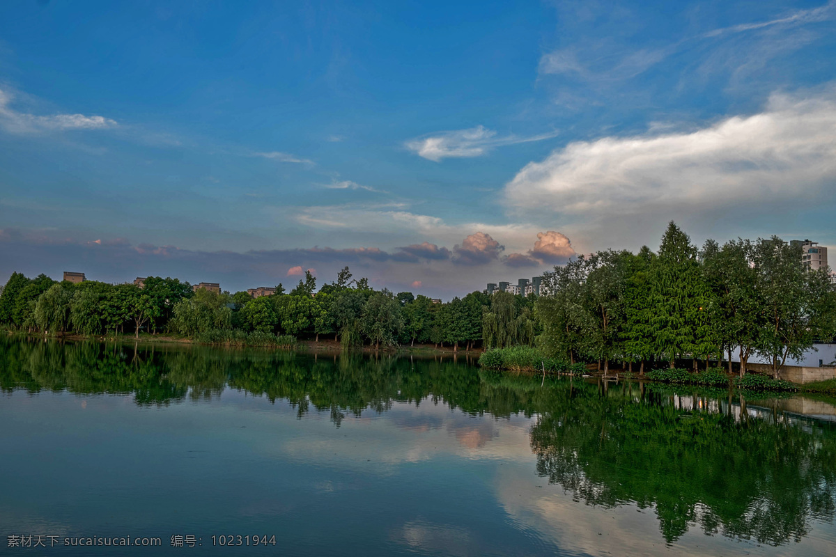 苏州 阳山森林公园 大白荡 湿地公园 夏季晚霞 自然景观 自然风景