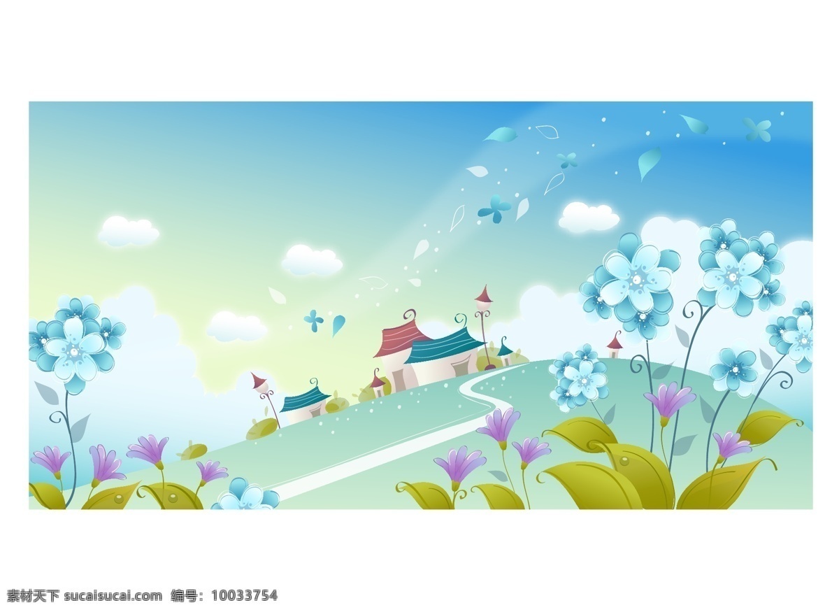 唯美 风景 梦幻 小花 矢量图 其他矢量图
