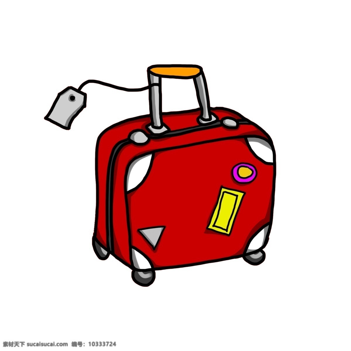 手绘 红色 拉杆箱 插画 红色旅行箱 手绘拉杆箱 卡通拉杆箱 国外旅行 旅游度假 手推行李箱