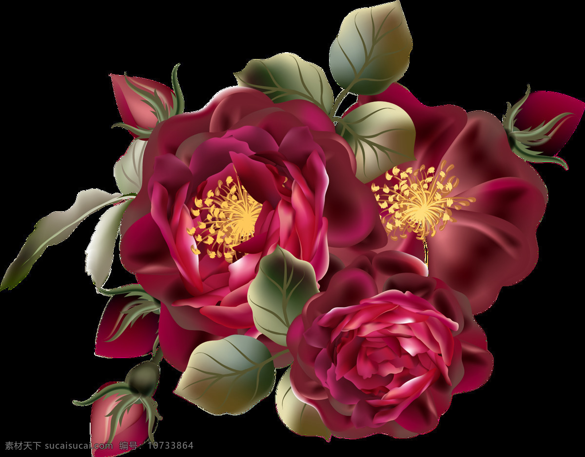 复古 文 艺风 成熟 玫瑰花 装饰 花苞 花朵 叶子 植物