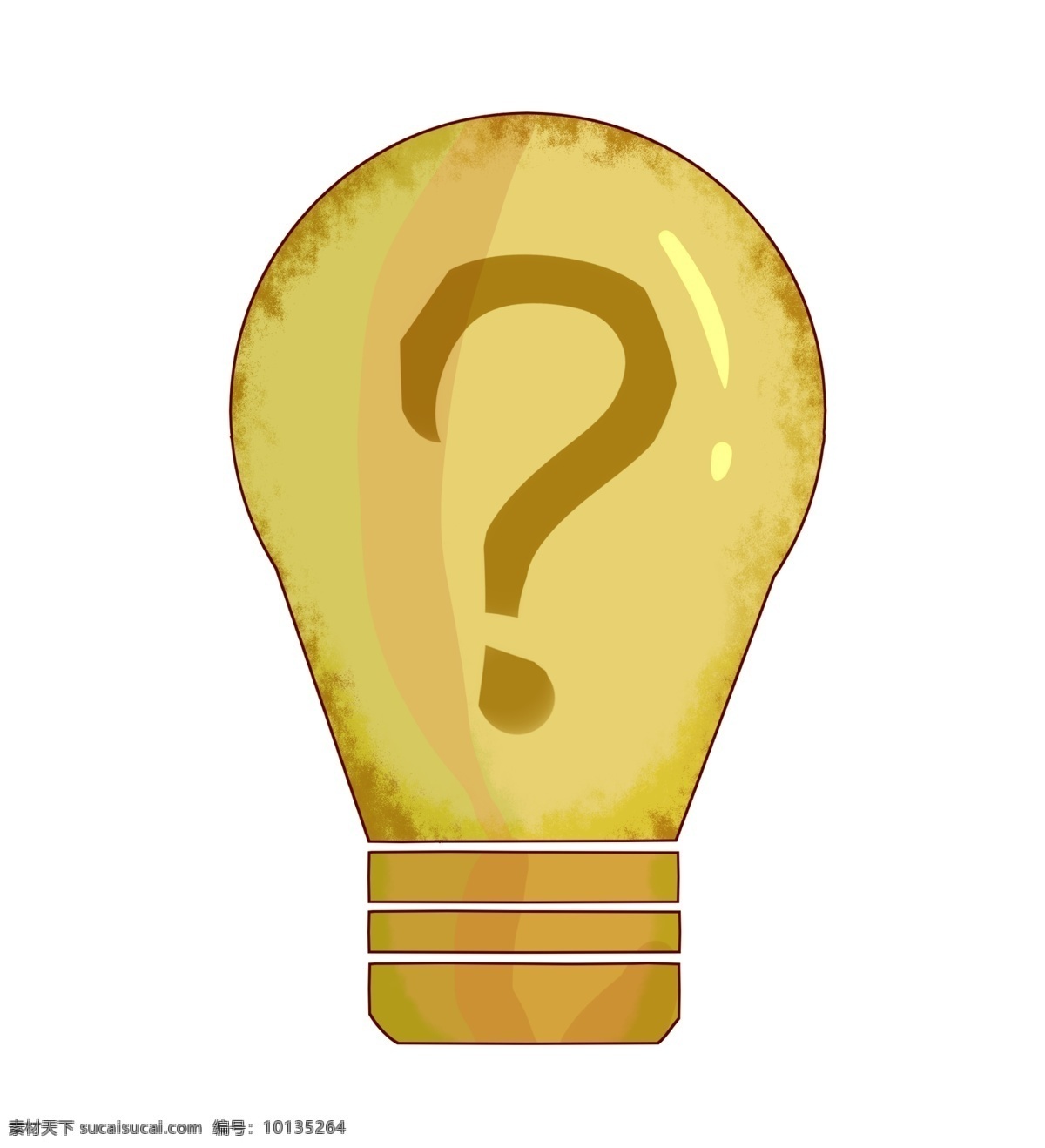 问号 灯泡 装饰 插画 黄色的灯泡 问号灯泡 灯泡装饰 灯泡插画 立体灯泡 卡通灯泡 照明的灯泡