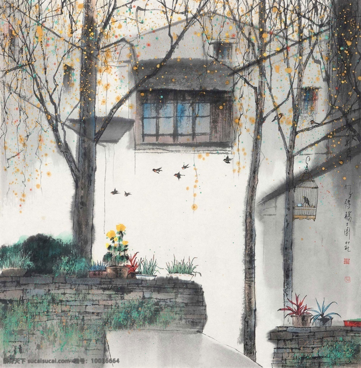 中式 山水 风景画 山水国画素材 当代江南水乡 淡彩 清新典雅水墨 中国风装饰画 山水风景画 田园风景 乡村房屋 文化艺术 绘画书法