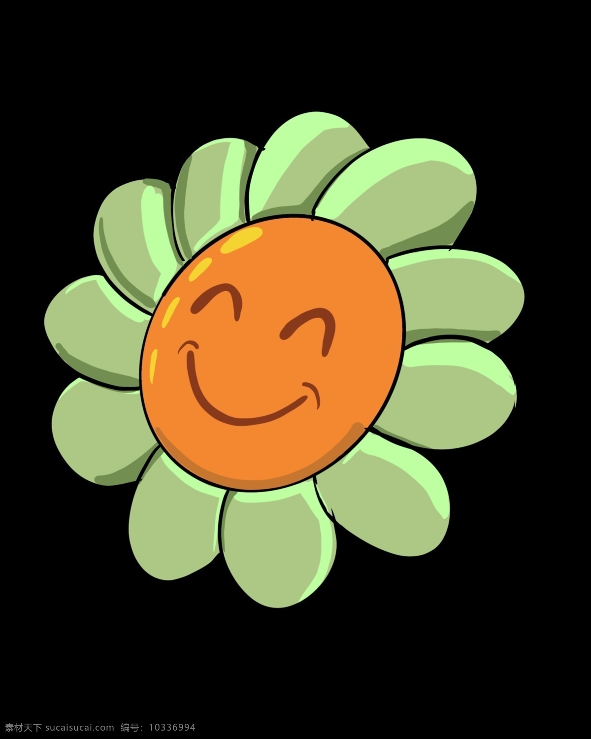 卡通 绿色 向日葵 插画 植物 卡通植物插画 绿色的向日葵 开心的向日葵 向日葵插画 精美的植物