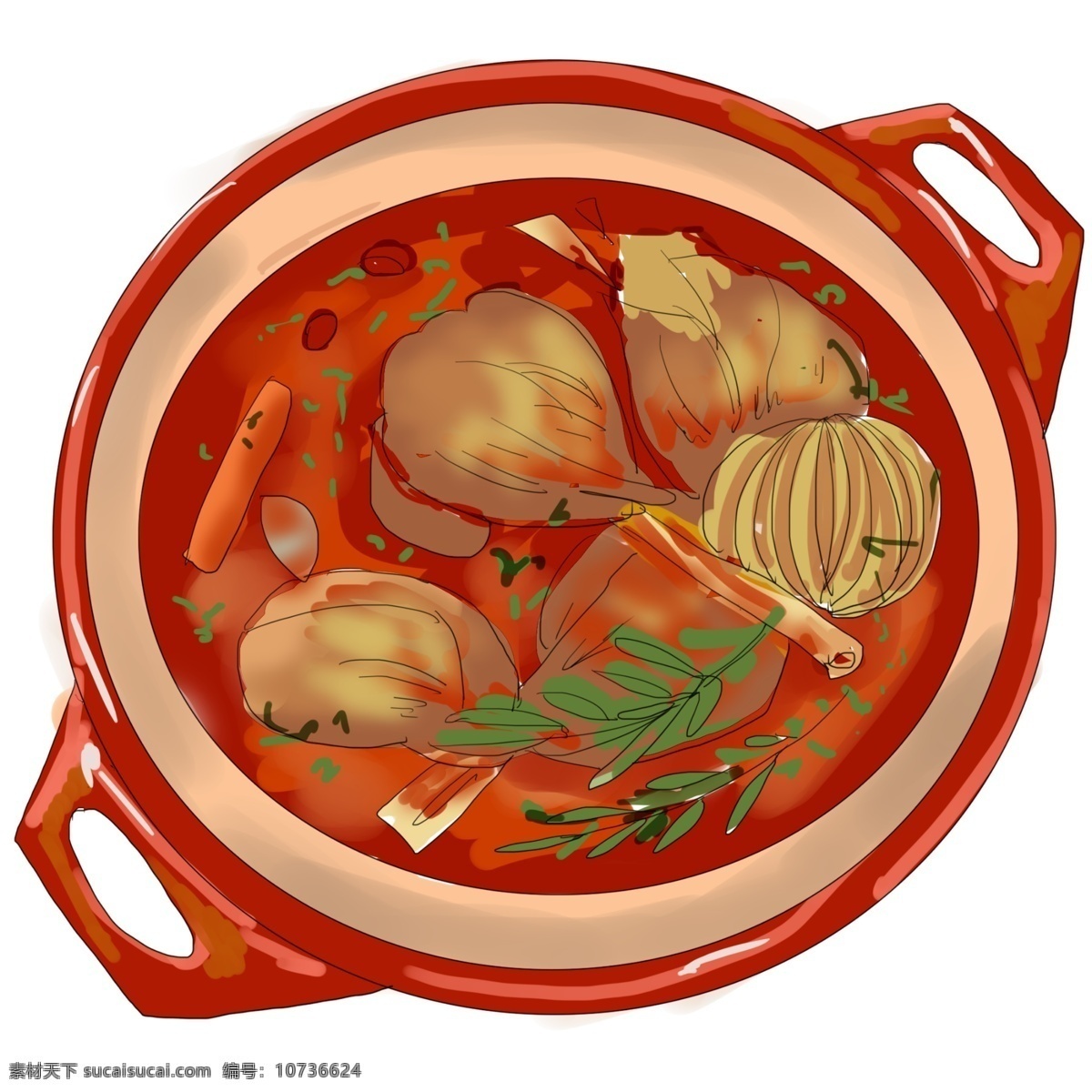 红色 火锅 手绘 插画 营养火锅 手绘火锅 卡通火锅 火锅插画 红色的火锅 美味的火锅 漂亮的火锅