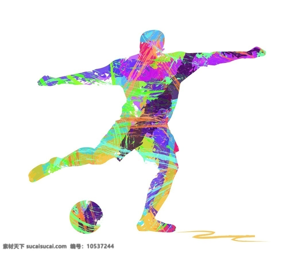 彩色 几何形 踢 足球 男子 踢足球 运动 体育 矢量素材 卡通设计