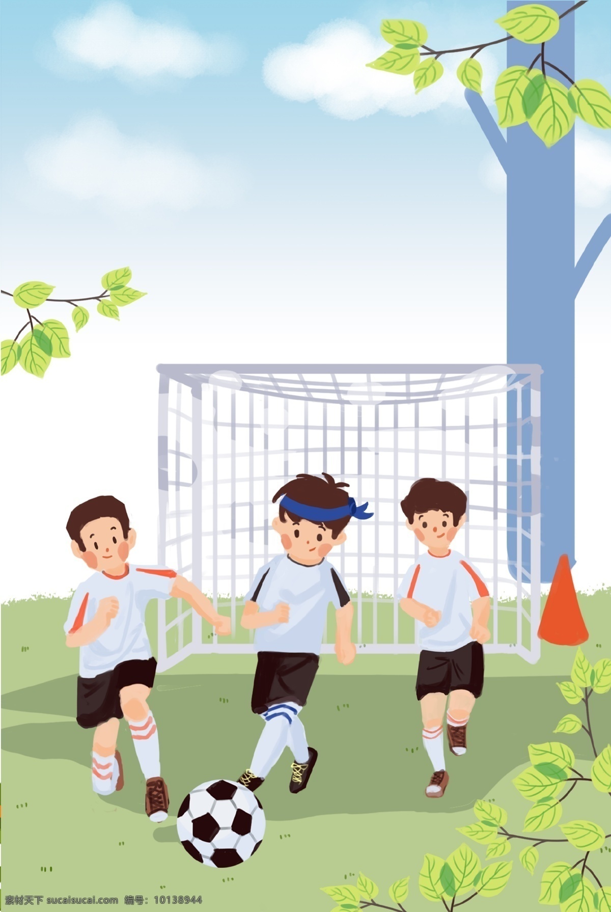 春季 运动会 背景 踢球 健康 大树 植物 绿色 赛场 赛道 跑步 运动