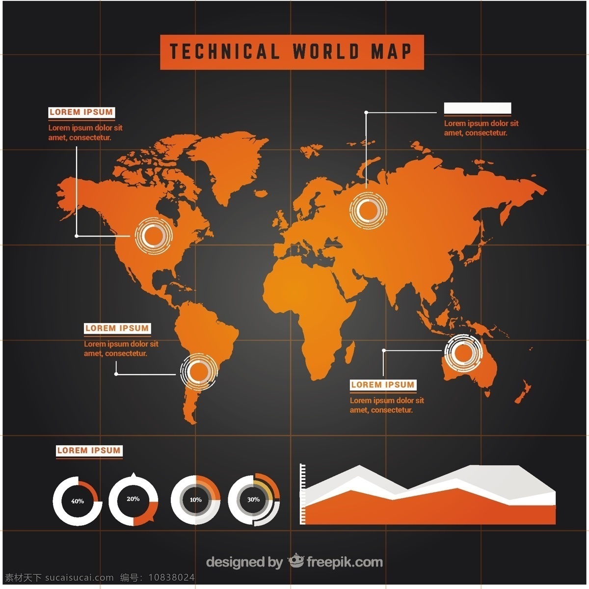 图表 地图 模板 橙 图 饼图 分析 图表模板 国家 大洲 时间表 世界地图 黑色