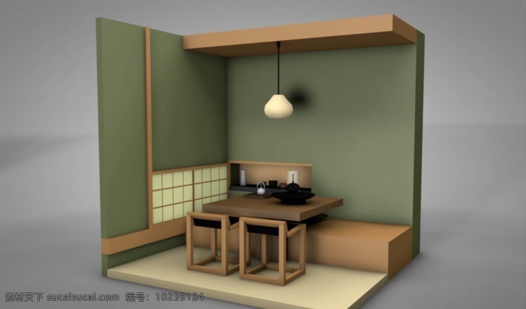 c4d 模型 日式 餐厅 动画 工程 像素 简约 渲染 c4d模型 3d设计 其他模型