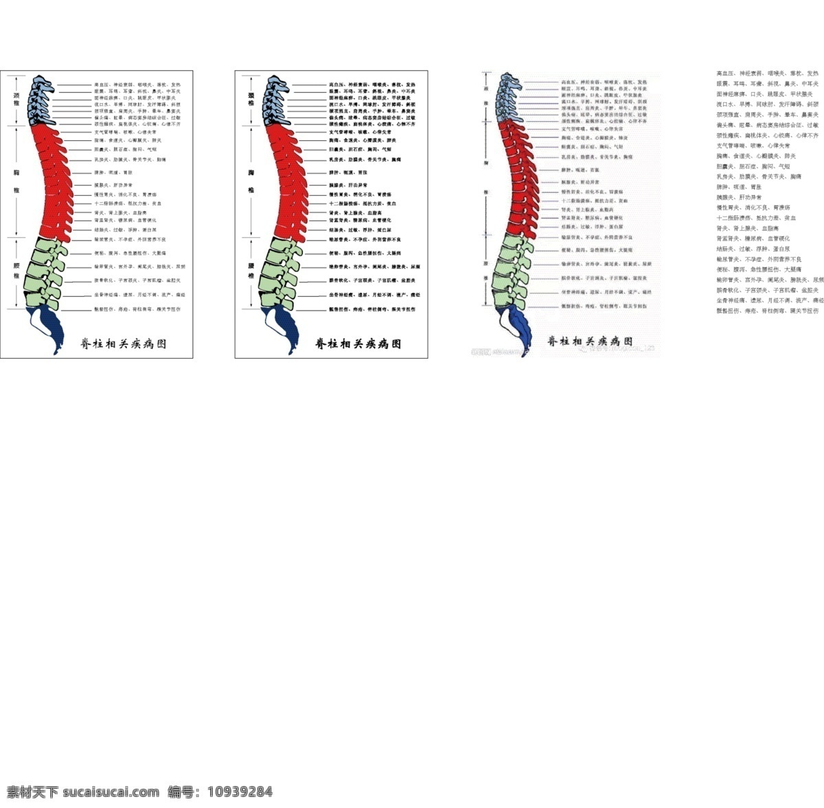 脊柱 相关 疾病 图 整脊 推拿 按摩 脊椎 示意图 节 段 神经 脏器 关系 颈椎 腰椎 胸椎 矢量图 矢量