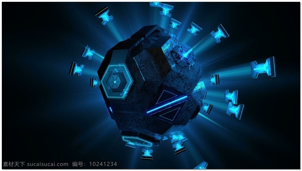 卫星 粒子 发射器 视频 蓝色 宇宙 视频素材 动态视频素材