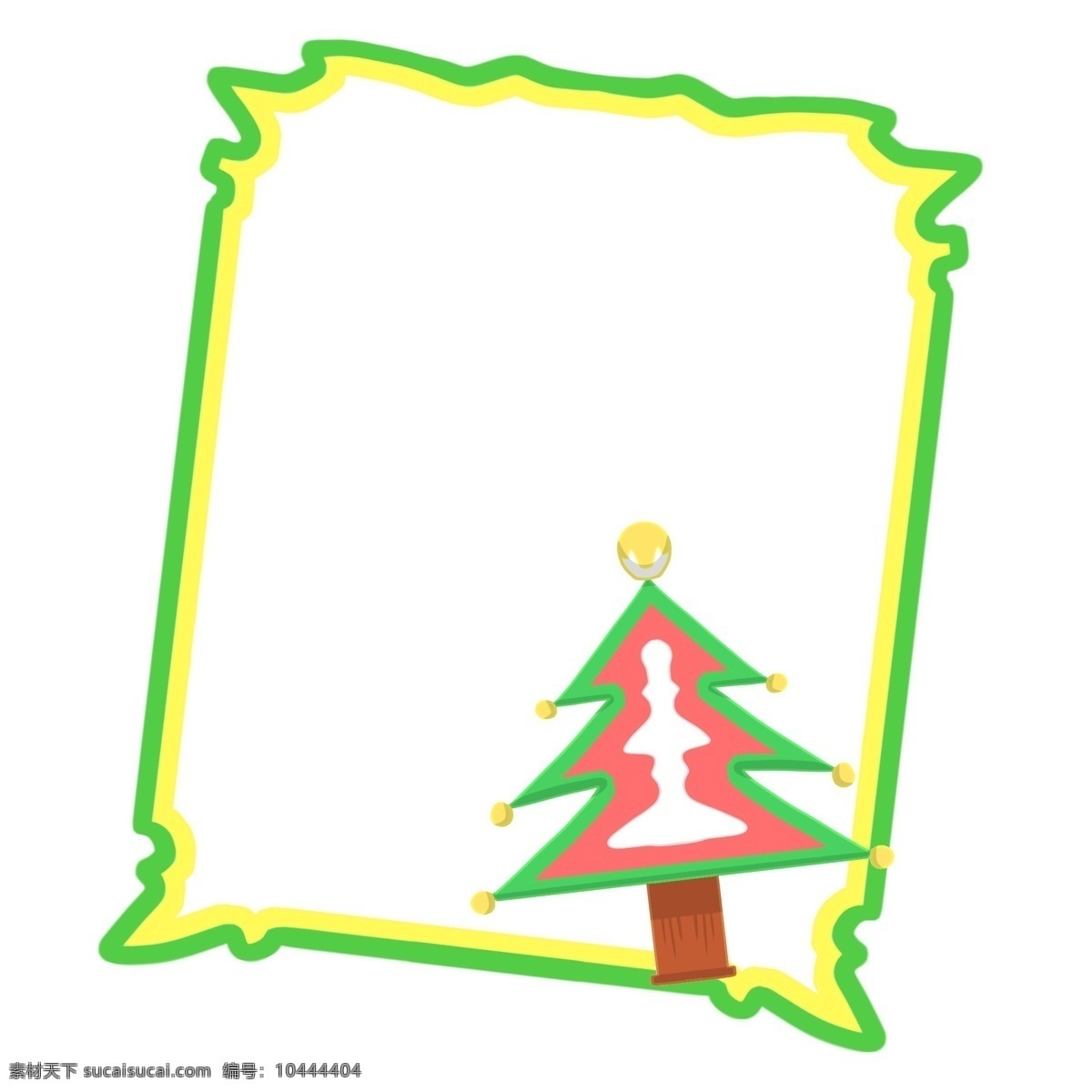 手绘 圣诞树 边框 插画 松树 绿色边框 手绘边框 圣诞树边框 黄色边框 圣诞边框