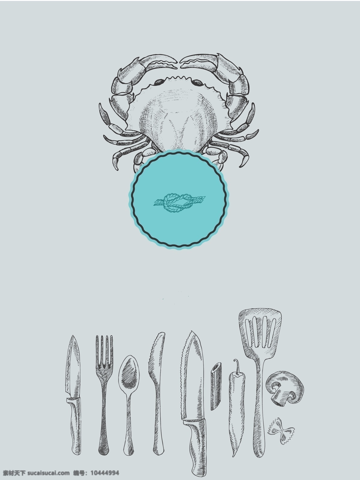海鲜 餐厅 手绘 素描 淡雅 菜谱 矢量 背景 抽象 艺术 螃蟹 生鲜 淡雅蓝色背景 日本美食海报 生冷海鲜 开心