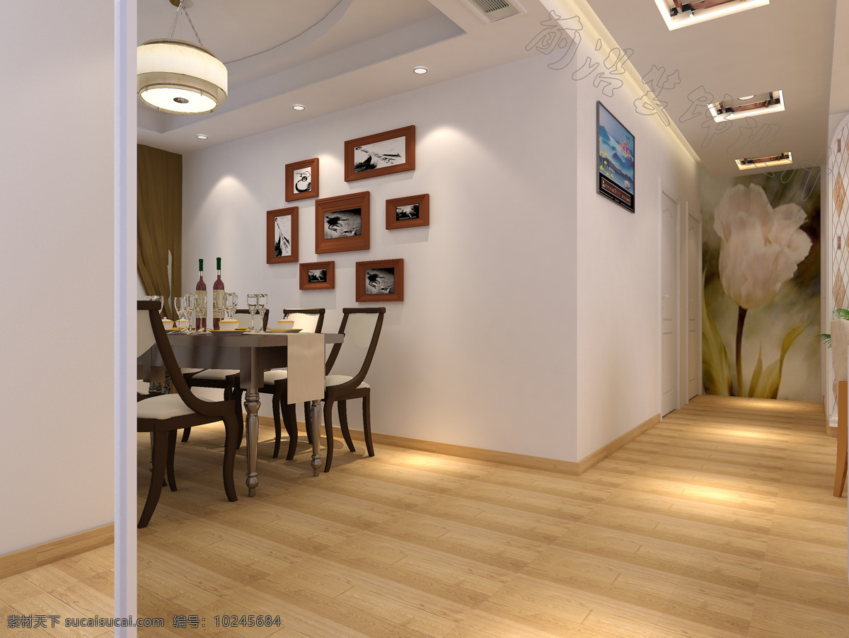 餐厅 过道 环境设计 木地板 室内设计 现代简约风格 隐形门 家居装饰素材
