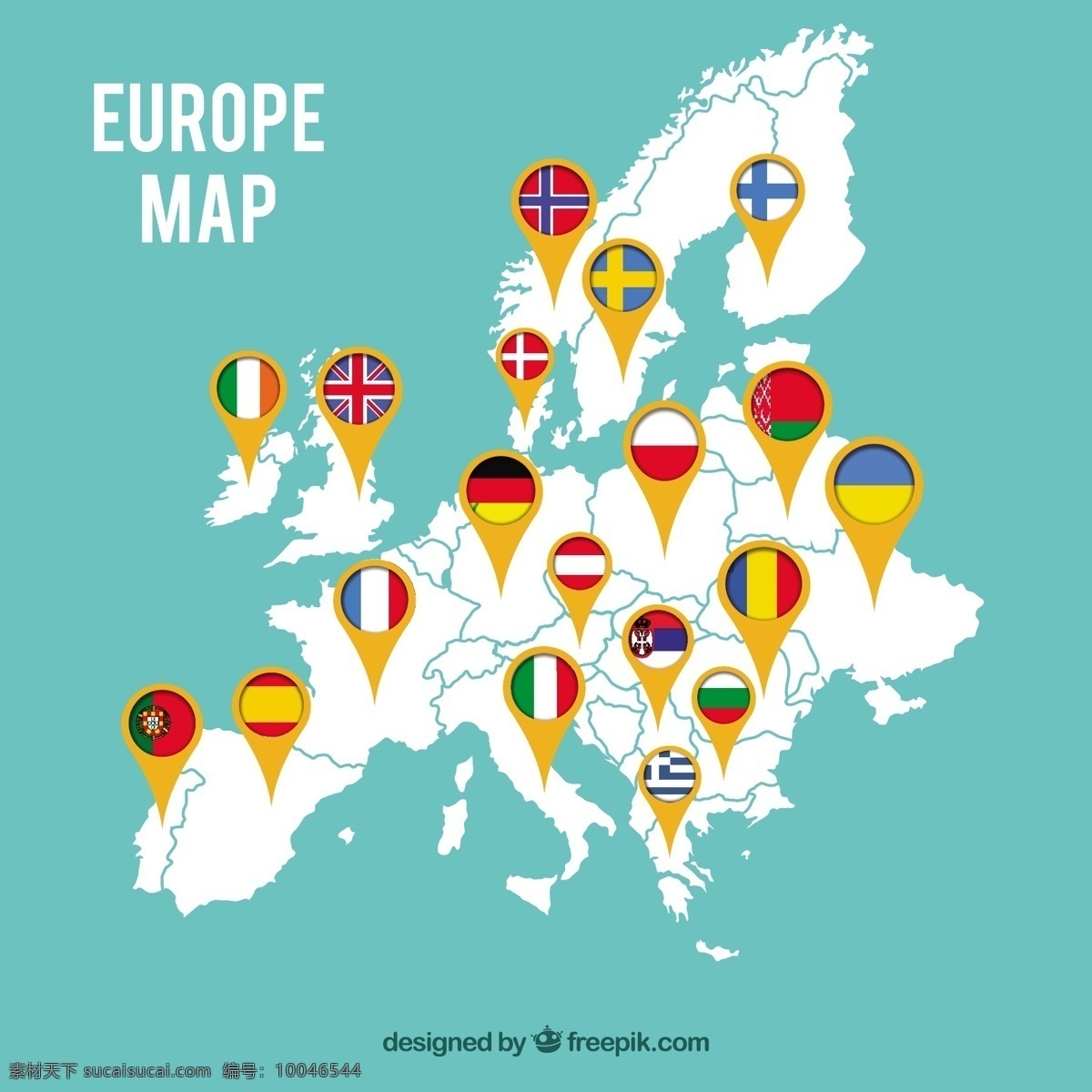 欧洲 地图 国旗 图标 矢量 欧洲地图 国旗图标 矢量素材