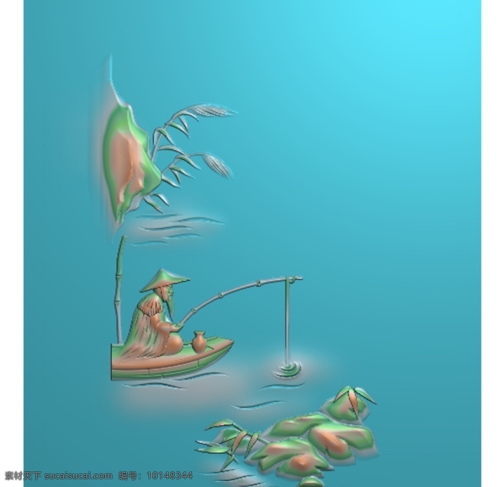 垂钓图 精雕图 灰度图 浮雕图 石雕图 木雕图 电脑雕刻图 3d设计 3d作品 jdp