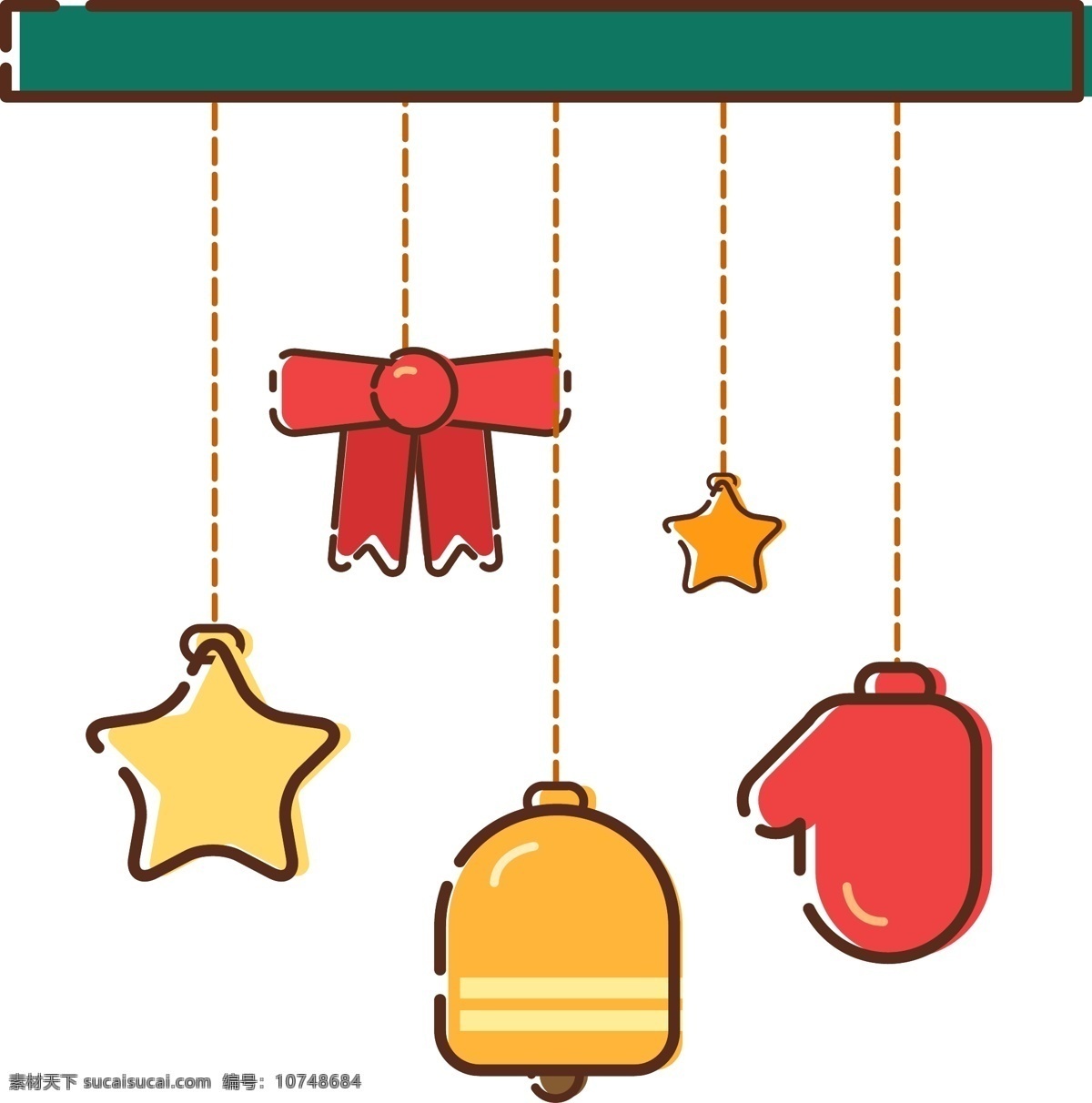 mbe 圣诞挂件 星星 手套 蝴蝶结 铃铛 可爱 元素 设计元素 可商用 装饰图案